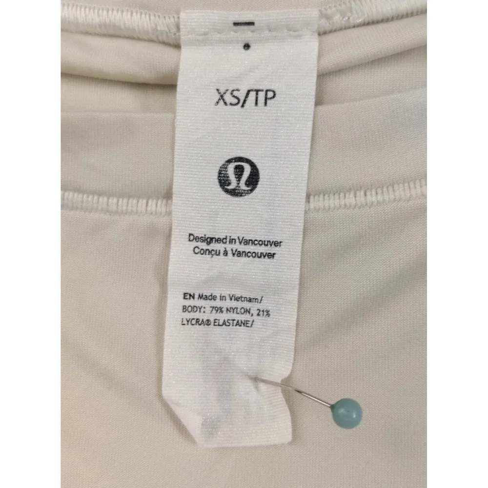 Lululemon Women Bodysuit XS Beige Ribbed Snap Gusset Thong Seamless High Neck